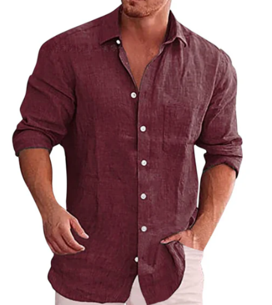 Linen Long-Sleeve Casual Shirt