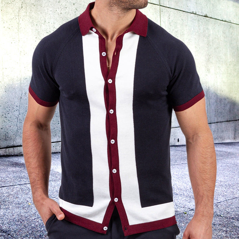 Contrast Collar Button-Up Shirt