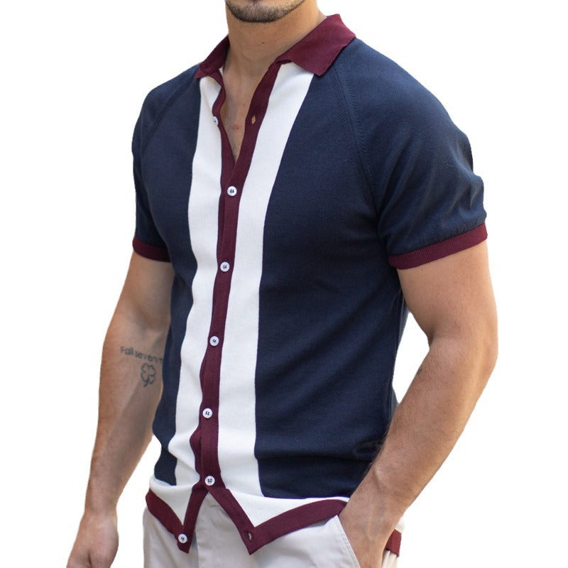 Contrast Collar Button-Up Shirt