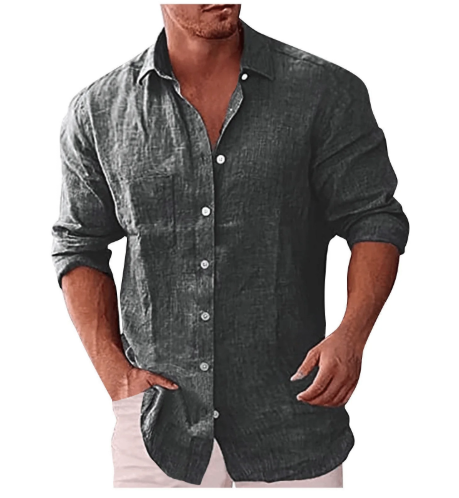 Linen Long-Sleeve Casual Shirt