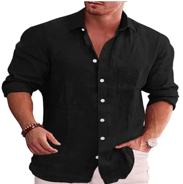 Linen Long-Sleeve Casual Shirt